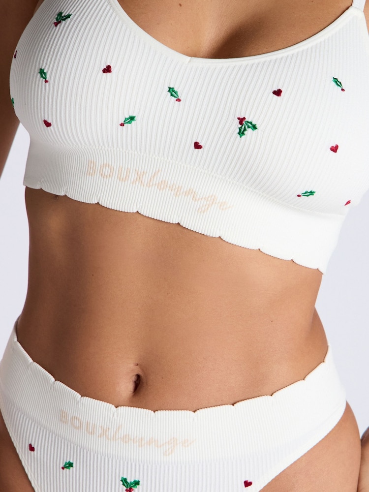 Boux Avenue Cherry Embroidered Bralette and Thong - Image 4 of 4