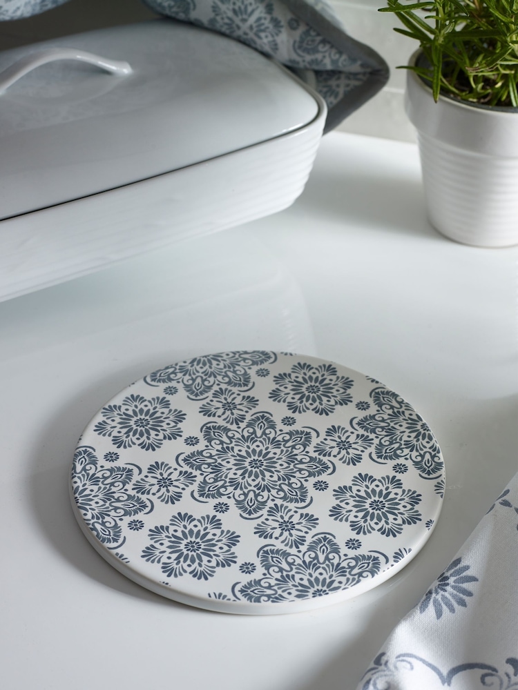 Blue Moroccan Tile Print Trivet - Image 1 of 3