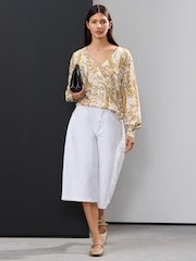 Ecru Long Sleeve V-Neck Jersey Blouse - Image 3 of 4
