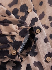 Animal Print Long Sleeve Boho Drawstring Blouse - Image 6 of 7