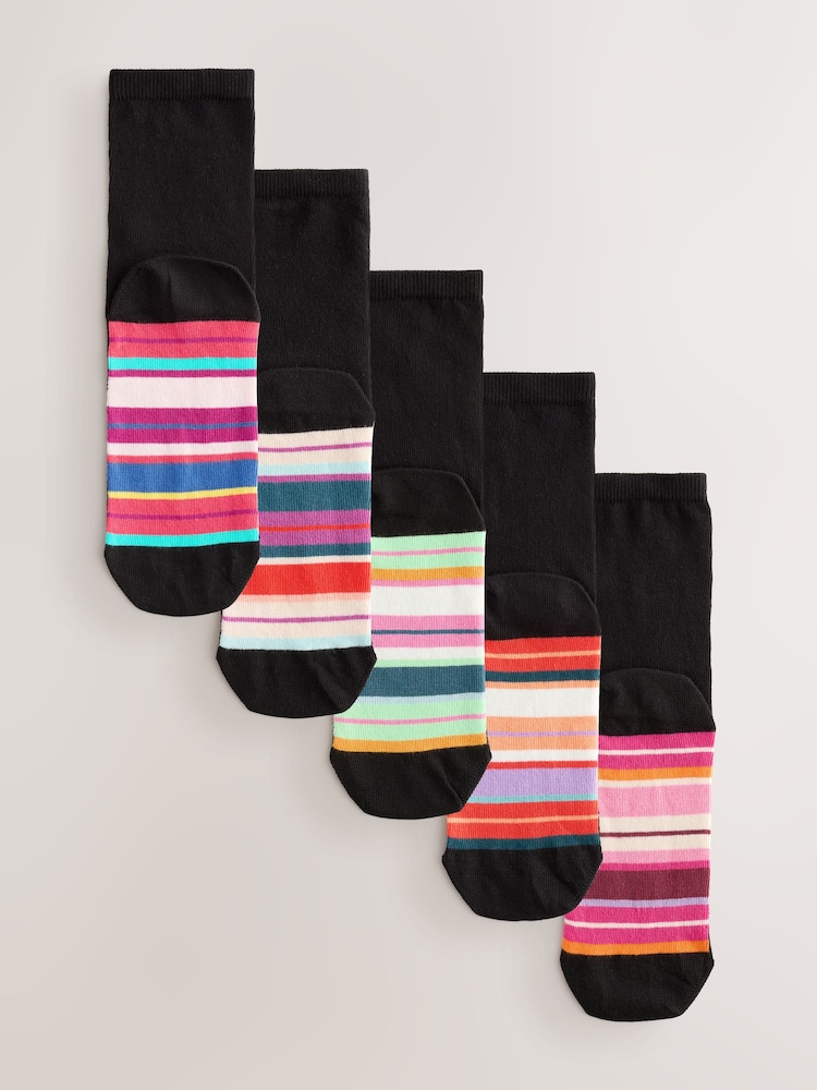 Rayas multicolor - Pack de 5 pares de calcetines tobilleros con detalle en la planta - Imagen 1 de 8 Rayas multicolor - Pack de 5 pares de calcetines tobilleros con detalle en la planta - Imagen 1 de 8