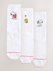 Snoopy Ribbed Sport Ankle Socks 3 Pack With Arch Support - Image 1 of 6