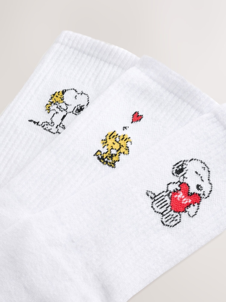 Snoopy Ribbed Sport Ankle Socks 3 Pack With Arch Support - Image 6 of 6