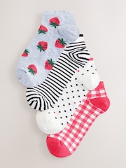 Pink/Grey Strawberry Trainer Socks 4 Pack - Image 1 of 7