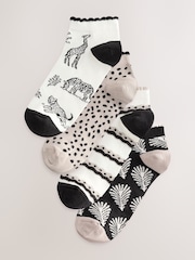 Black & White Safari Trainer Socks 4 Pack - Image 1 of 7