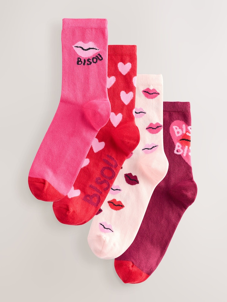 Bisou Slogan - Pack de 4 pares de calcetines tobilleros - Imagen 1 de 7