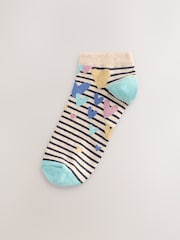 Blue/Oatmeal Hearts Trainer Socks 5 Pack - Image 2 of 8