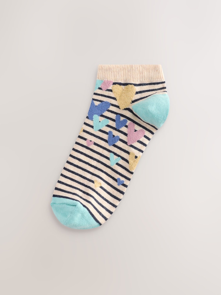 Corazones en azul/avena - Pack de 5 pares de calcetines deportivos - Imagen 2 de 8 Corazones en azul/avena - Pack de 5 pares de calcetines deportivos - Imagen 2 de 8
