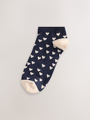 Blue/Oatmeal Hearts Trainer Socks 5 Pack - Image 3 of 8