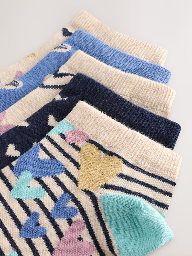 Corazones en azul/avena - Pack de 5 pares de calcetines deportivos - Imagen 8 de 8 Corazones en azul/avena - Pack de 5 pares de calcetines deportivos - Imagen 8 de 8