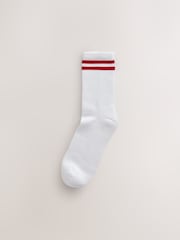 White/Navy Cushion Sole Ribbed Sport Ankle Socks 3 Pack With Arch Support - Image 3 of 5