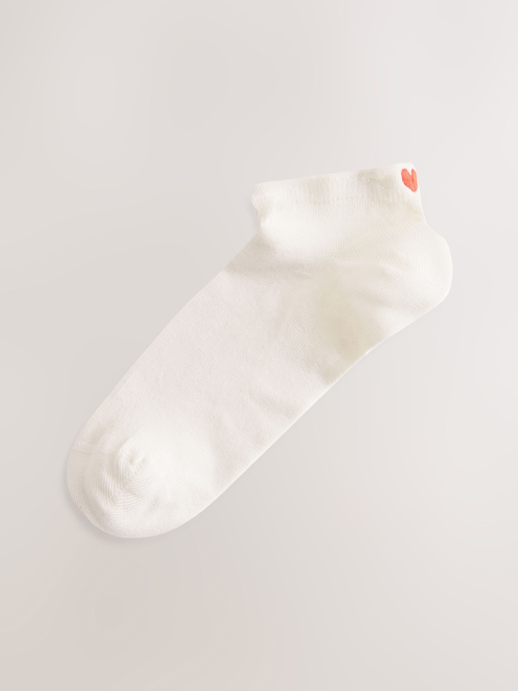 Ecru/Hearts Embroidered Motif Trainers Socks 4 Pack - Image 2 of 7