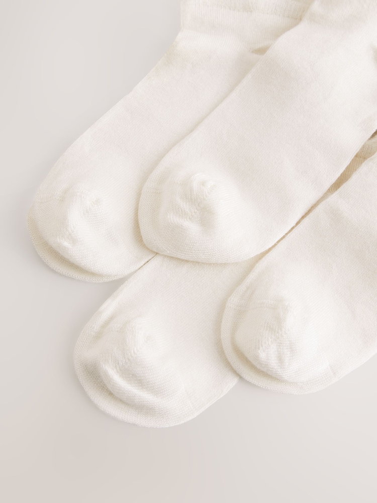 Ecru/Hearts Embroidered Motif Trainers Socks 4 Pack - Image 6 of 7