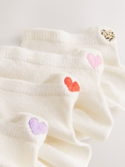 Ecru/Hearts Embroidered Motif Trainers Socks 4 Pack - Image 7 of 7