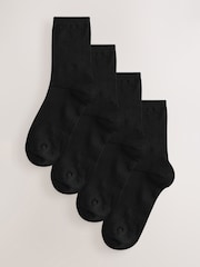 Black Rib Modal Ankle Socks 4 Pack - Image 1 of 4