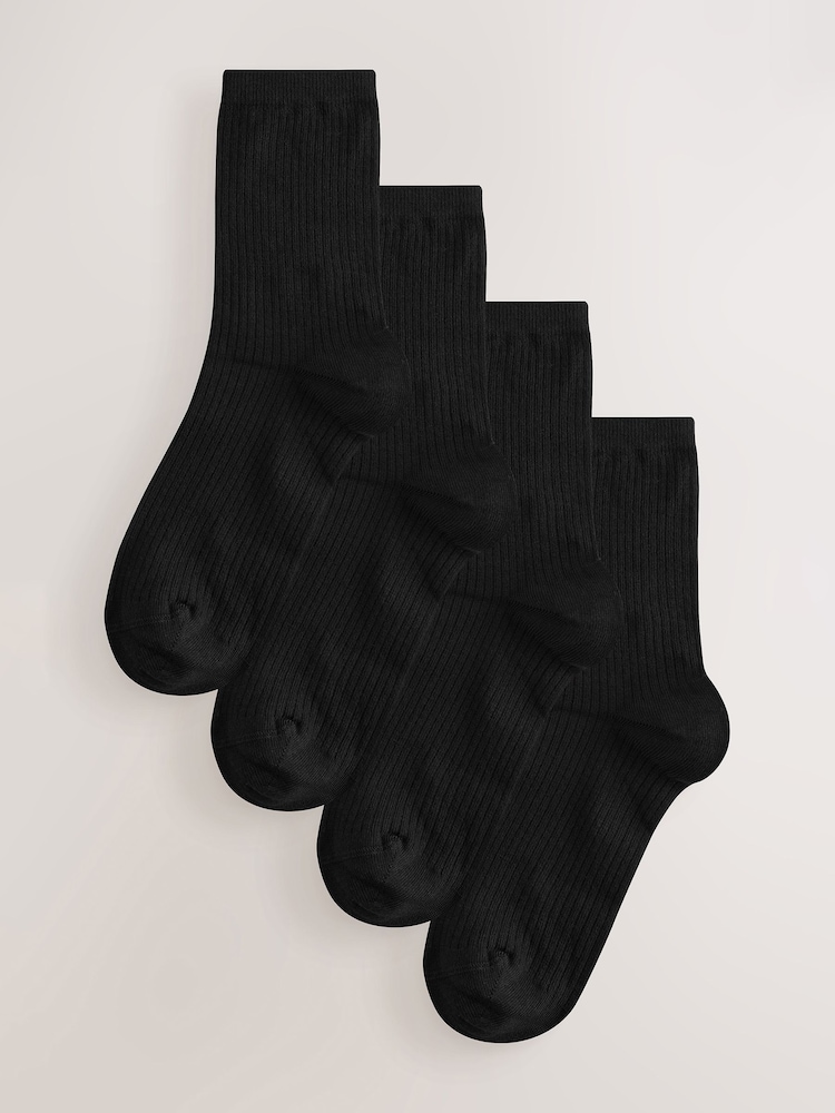 Black Rib Modal Ankle Socks 4 Pack - Image 1 of 4