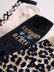 Black Leopard Slogan - Ankle Socks 4 Pack - Image 6 of 7