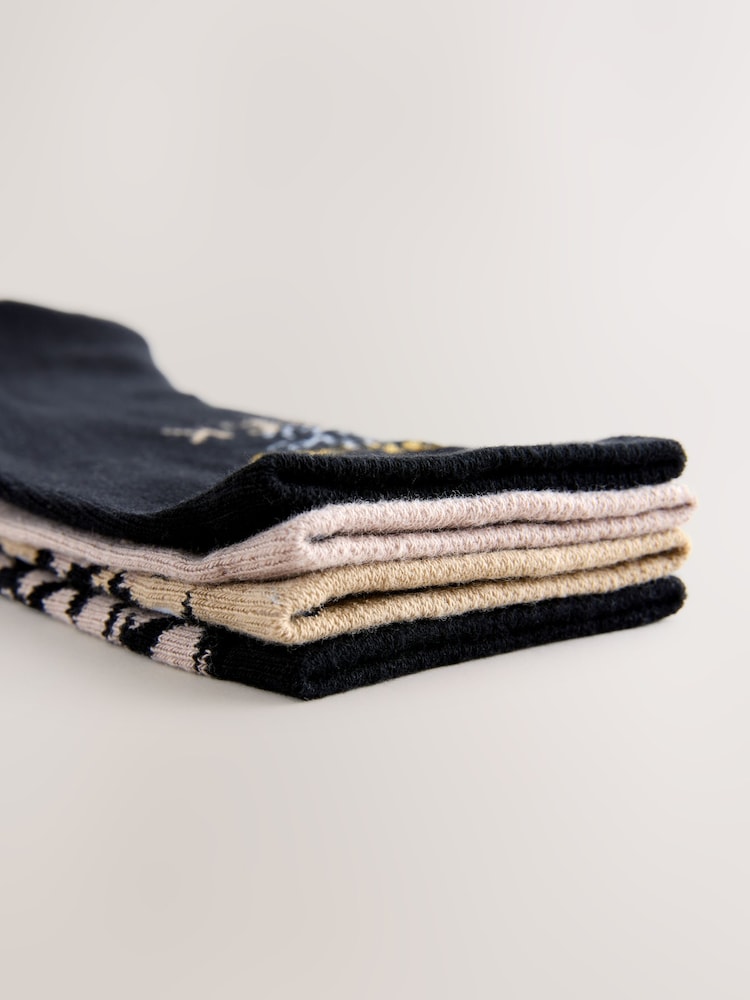 Black Leopard Slogan - Ankle Socks 4 Pack - Image 7 of 7