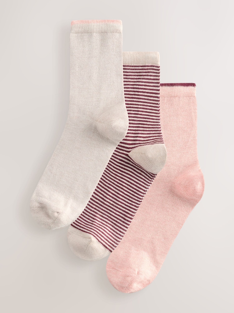 Rayas rosas - Ankle Socks 3 Pack Containing Wool - Imagen 1 de 6