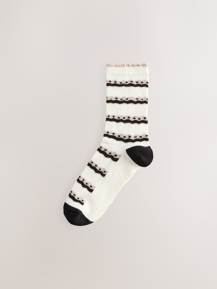 Black/White Safari Ankle Sock 4 Pack - Image 2 of 7