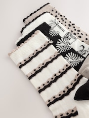 Black/White Safari Ankle Sock 4 Pack - Image 7 of 7