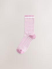 White/Pink/Yellow Mock Rib Ankle Socks 3 Pack - Image 2 of 6