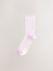 White/Pink/Yellow Mock Rib Ankle Socks 3 Pack - Image 3 of 6