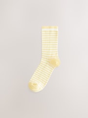 White/Pink/Yellow Mock Rib Ankle Socks 3 Pack - Image 4 of 6