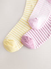 White/Pink/Yellow Mock Rib Ankle Socks 3 Pack - Image 6 of 6