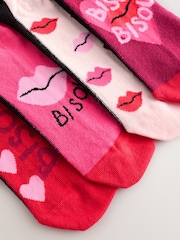 Bisou Slogan Footbed Ankle Socks 4 Pack - Image 6 of 6