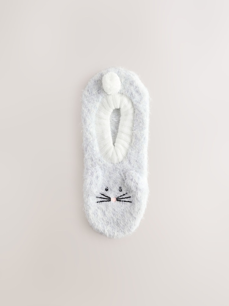 Pale Grey Bunny Footsie Slippers - Image 1 of 4