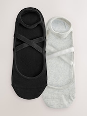 Black/Grey Yoga Invisible Socks 2 Pack - Image 1 of 5