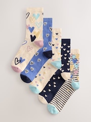 Blue/Oatmeal Hearts - Set van 5 paar enkelsokken - Image 1 of 8