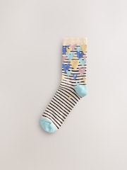 Blue/Oatmeal Hearts - Set van 5 paar enkelsokken - Image 2 of 8