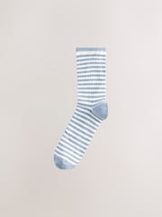 White/Navy/Red Mock Rib Ankle Socks 3 Pack - Image 2 of 6
