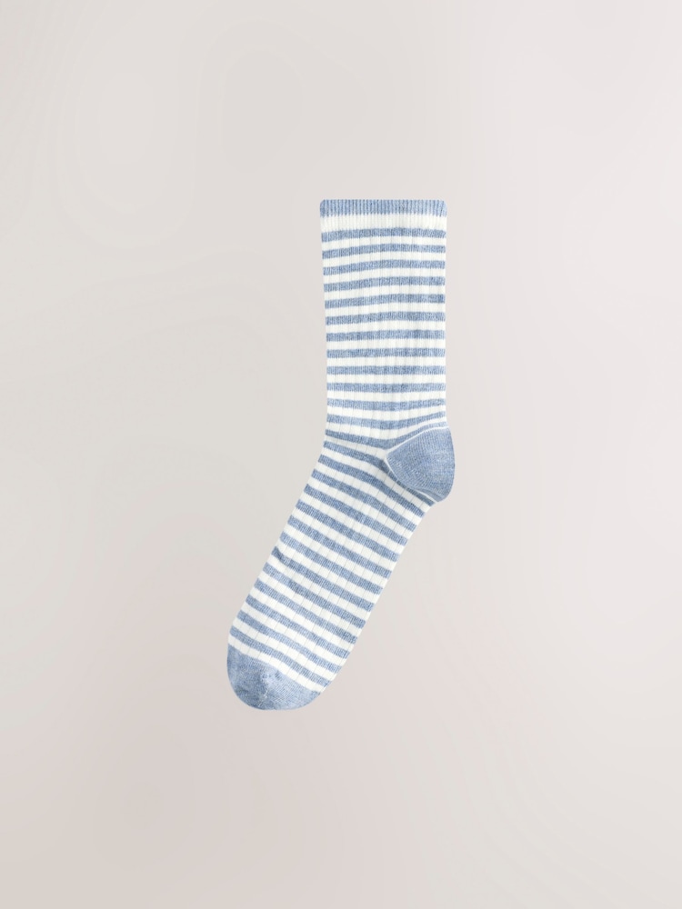 White/Navy/Red Mock Rib Ankle Socks 3 Pack - Image 2 of 6