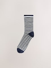 White/Navy/Red Mock Rib Ankle Socks 3 Pack - Image 3 of 6