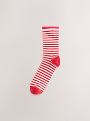 White/Navy/Red Mock Rib Ankle Socks 3 Pack - Image 4 of 6