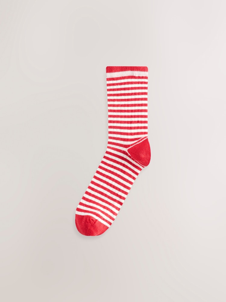 White/Navy/Red Mock Rib Ankle Socks 3 Pack - Image 4 of 6
