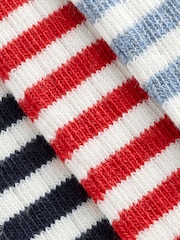 White/Navy/Red Mock Rib Ankle Socks 3 Pack - Image 5 of 6
