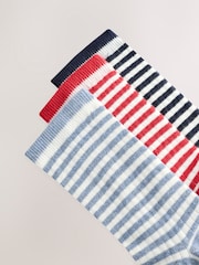 White/Navy/Red Mock Rib Ankle Socks 3 Pack - Image 6 of 6