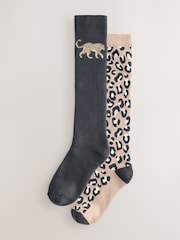 Leopard Welly Socks 2 Pack - Image 1 of 5
