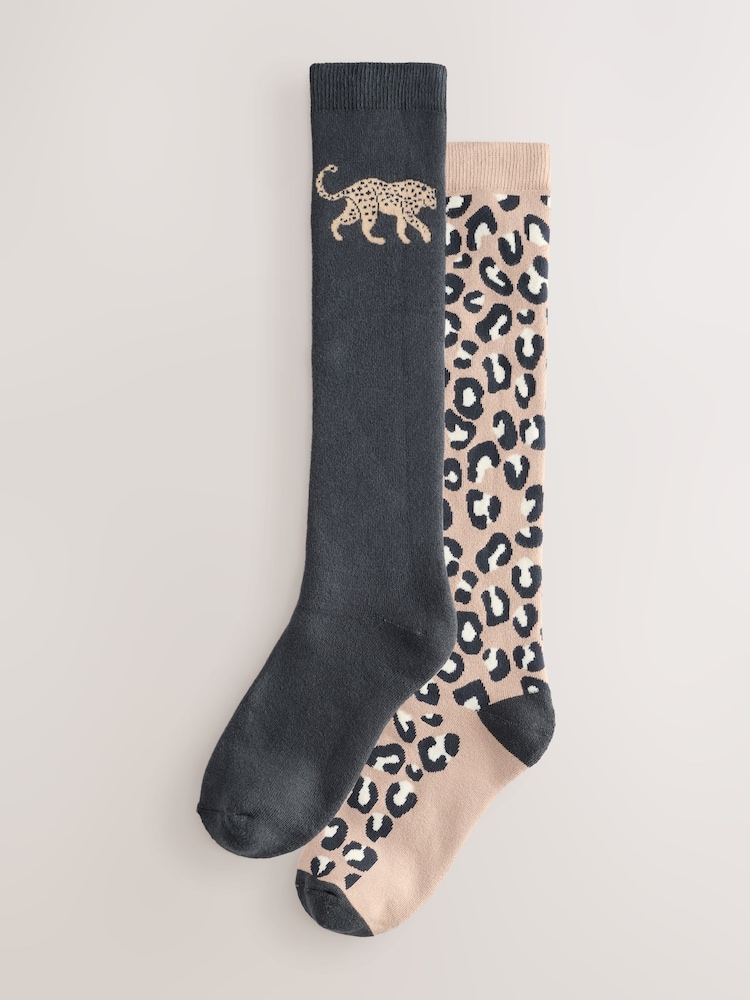 Leopard Welly Socks 2 Pack - Image 1 of 5