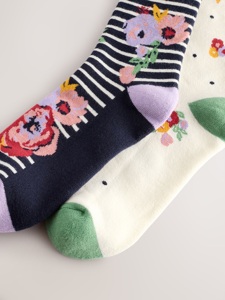 Pink Floral Welly Socks 2 Pack - Image 4 of 5