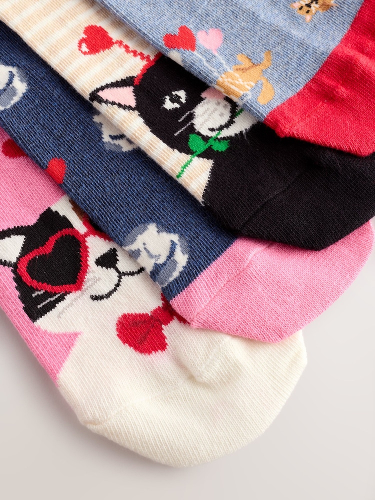 Valentines Cats Ankle Socks 4 Pack - Image 7 of 7