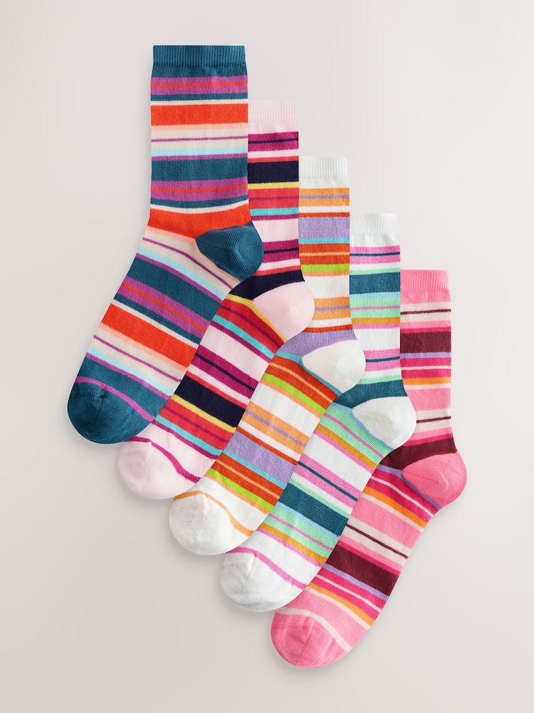 Multi Bright Stripe Ankle Socks 5 Pack - Image 1 of 8