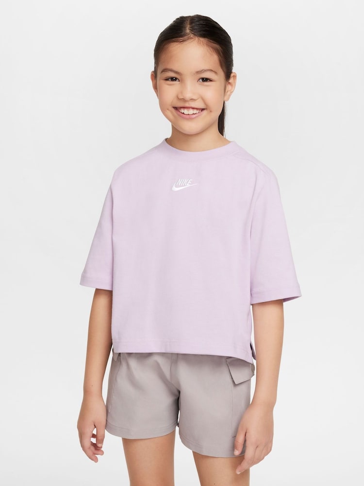Nike Doll Lilac Sportswear Short Sleeve 100% Cotton T-Shirt - Image 1 of 6 Nike Doll Lilac Sportswear Short Sleeve 100% Cotton T-Shirt - Image 1 of 6