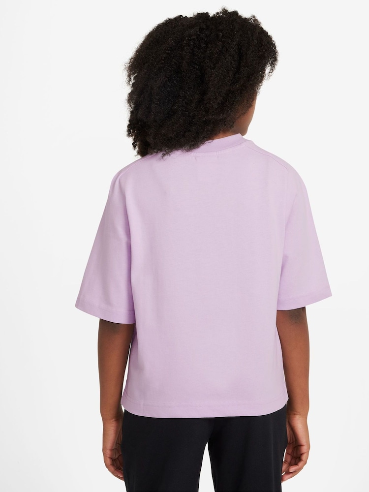 Doll Lilac - Nike Sportswear Short Sleeve 100% Cotton Top - Imagen 2 de 3