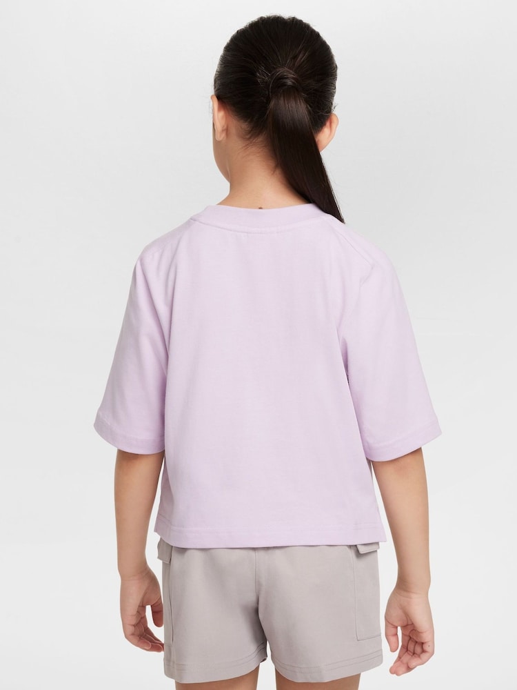 Nike Doll Lilac Sportswear Short Sleeve 100% Cotton T-Shirt - Image 2 of 6 Nike Doll Lilac Sportswear Short Sleeve 100% Cotton T-Shirt - Image 2 of 6