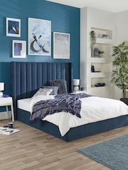 Aspire Furniture Blue Helix End Lift Ottoman Storage Bed - Image 1 of 4
